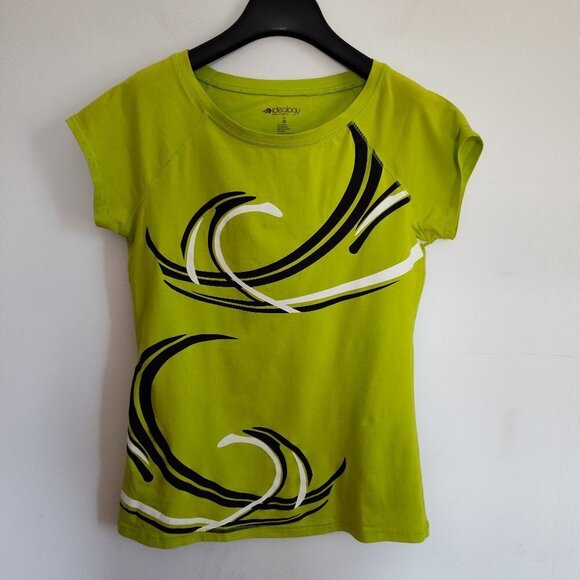 Ladies SZ M Ideology Green /Black/White Multi Short Sleeve T-Shirt - Picture 1 of 2